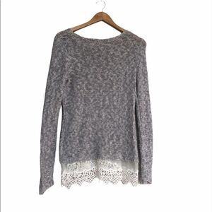 FEVER Gray Knit Sweater with Macrame Detail Small